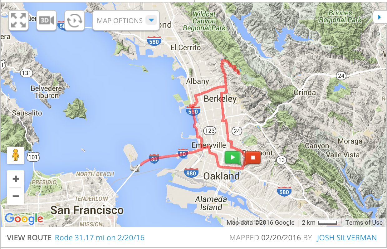 Training Ride 1, February 20: 40 miles