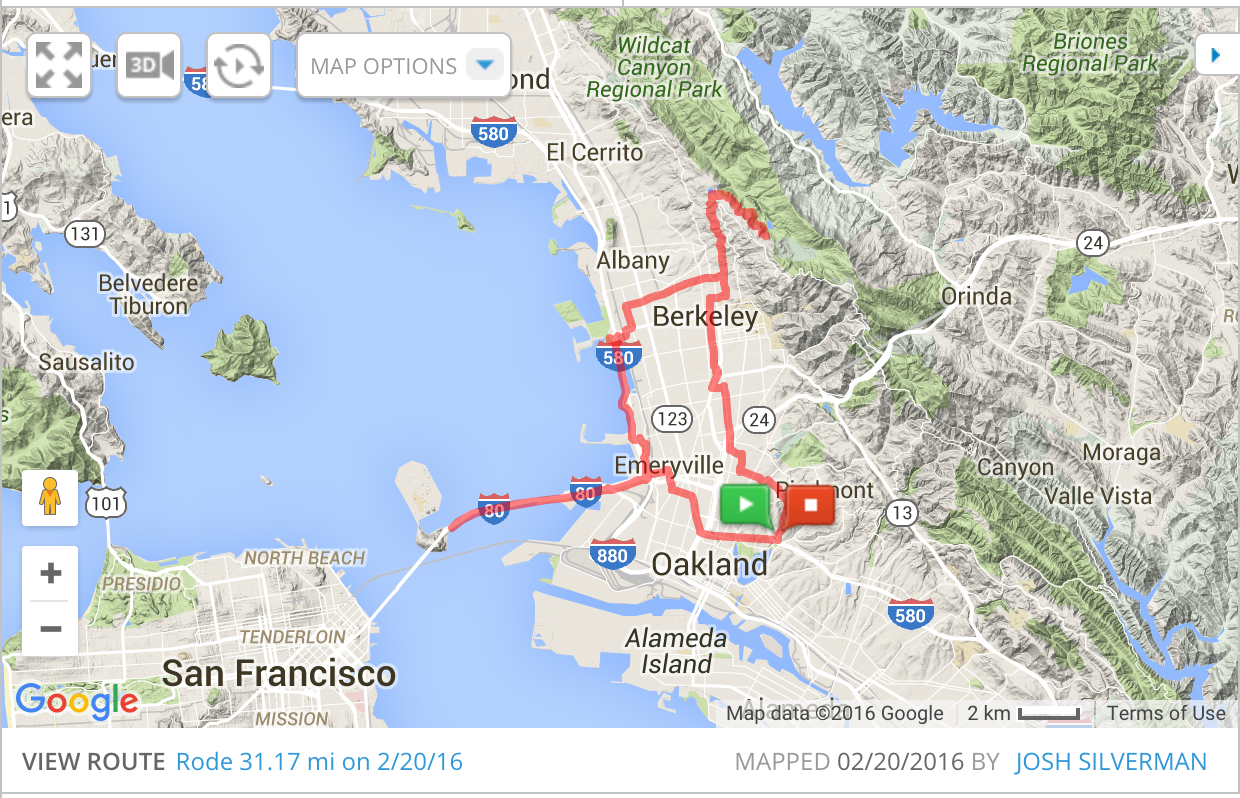 Training Ride 1, February 20: 40 miles